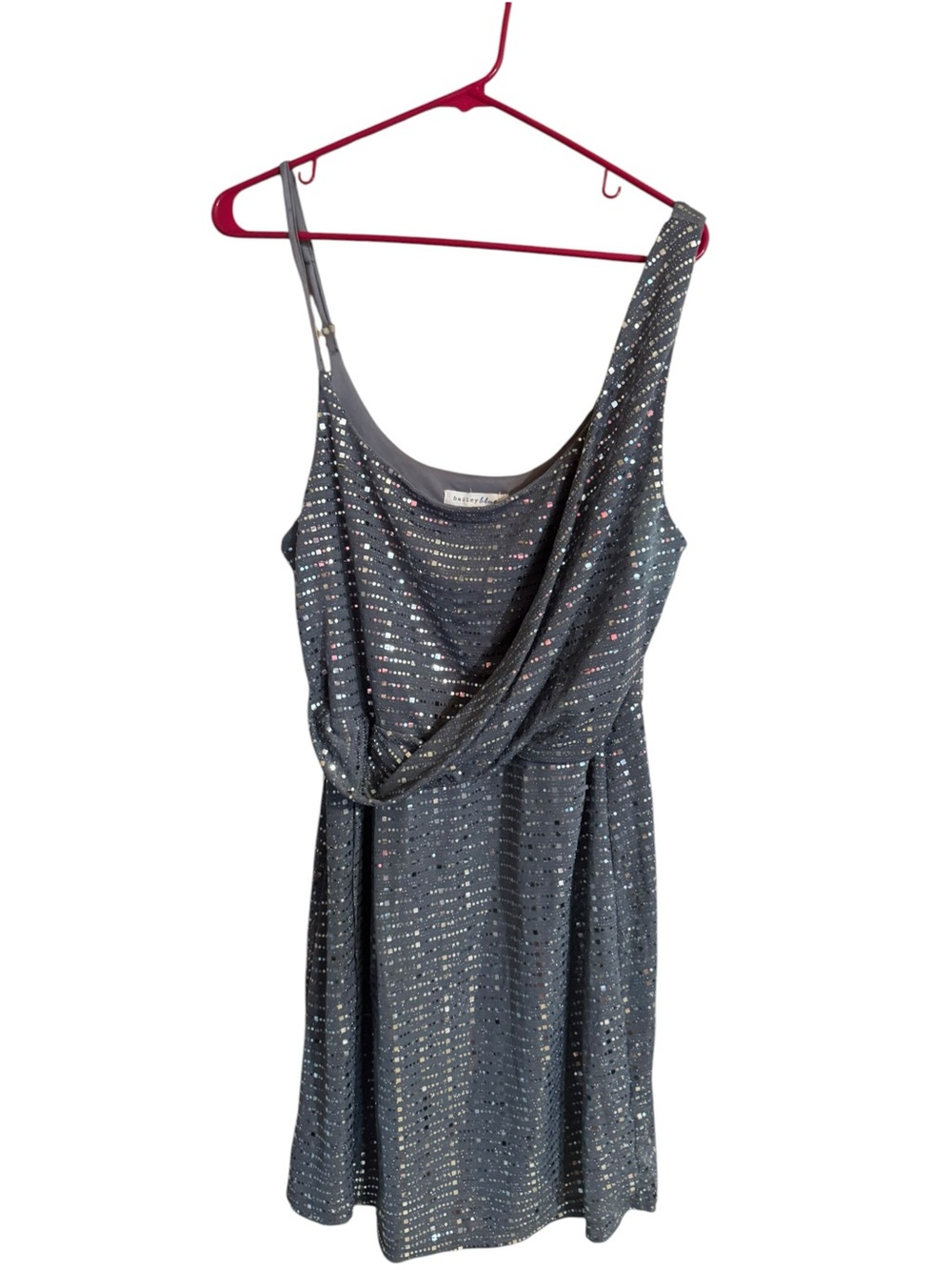 Bailey Blue One-Shoulder Gray Sequin Mini Dress Cocktail Dress Size XL
